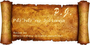 Páhány Julianna névjegykártya